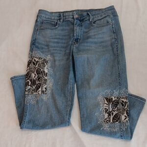 Elegant Embroidered Straight Leg Jeans